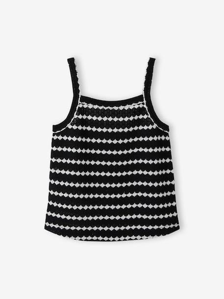 Sweater met fantasiebreisel voor meisjes JONEN zwart+zwart, gestreept - vertbaudet enfant 