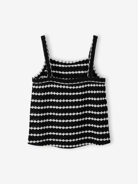 Débardeur en maille fantaisie fille noir+rayé noir - vertbaudet enfant 