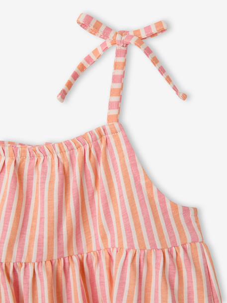 Robe bébé fille bretelles coton bio beige+rayé rose - vertbaudet enfant 