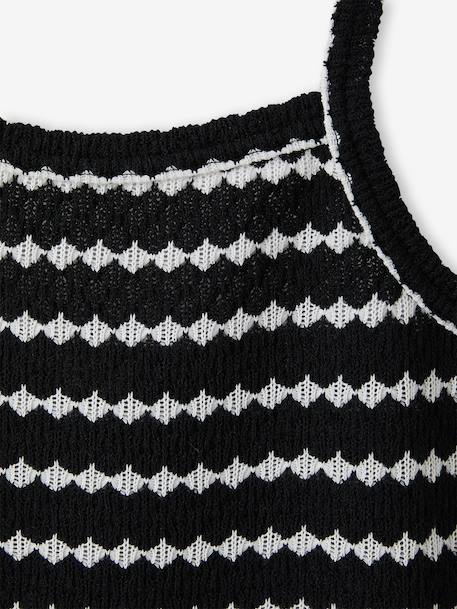 Sweater met fantasiebreisel voor meisjes JONEN zwart+zwart, gestreept - vertbaudet enfant 