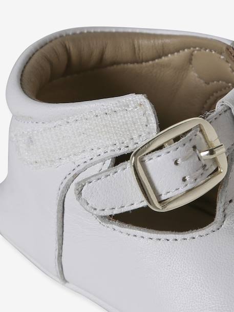 Chaussons bébé cuir blanc+or - vertbaudet enfant 