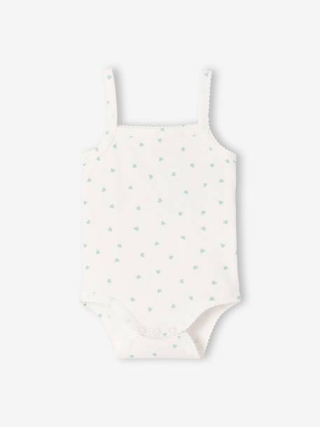 Set van 3 body's voor meisjes met bretels van biologisch katoen ecru - vertbaudet enfant 