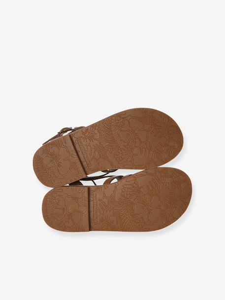 Sandale spartiate fille cuir à boucles camel - vertbaudet enfant 