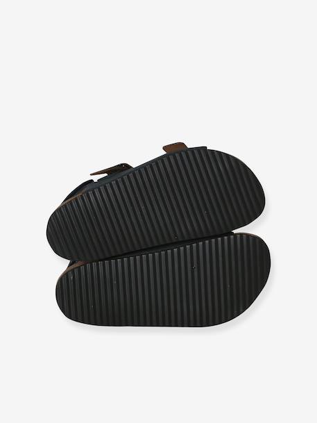 Sandalen voor jongens van leer met gespen blauw - vertbaudet enfant 