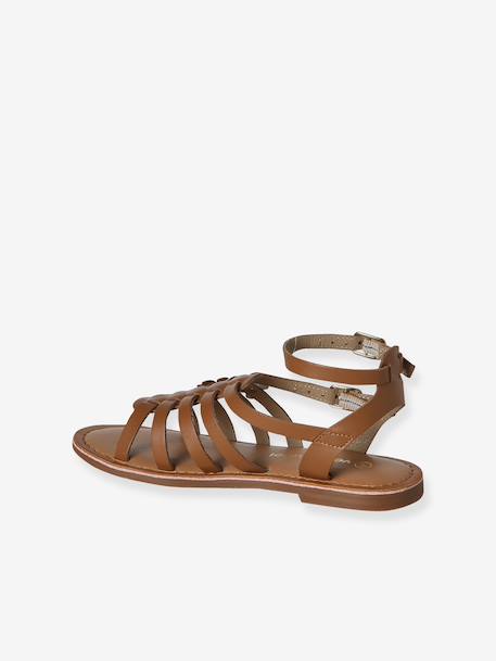 Sandale spartiate fille cuir à boucles camel - vertbaudet enfant 