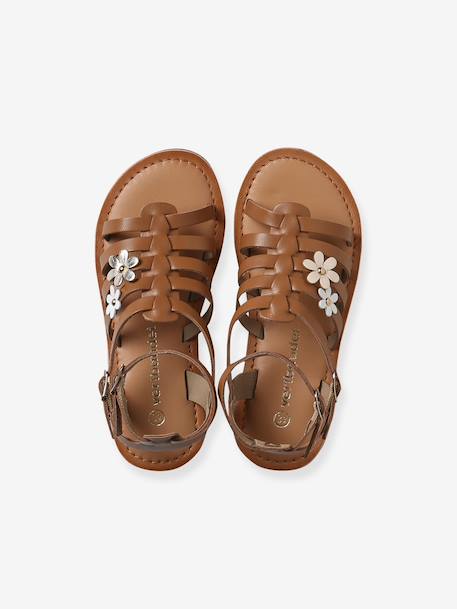 Sandale spartiate fille cuir à boucles camel - vertbaudet enfant 