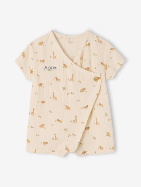 Combishort coton bio personnalisable écru - vertbaudet enfant 