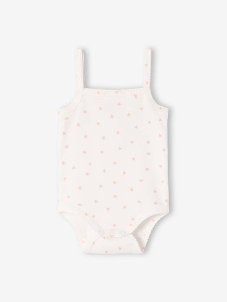 Set van 3 body's voor meisjes met bretels van biologisch katoen ecru - vertbaudet enfant 