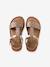 Leren sandalen voor meisjes, collectie kleuterschool bruin+bruin, bedrukt+JAUNE CLAIR METALLISE+turquoiseblauw - vertbaudet enfant 