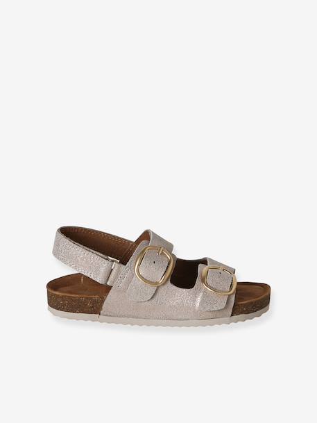 Sandales cuir à boucles or - vertbaudet enfant 