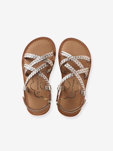 Sandales enfant fille cuir tresses or - vertbaudet enfant 