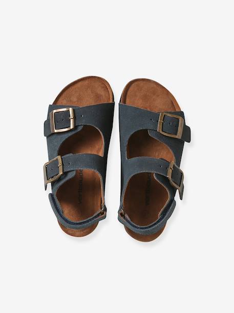 Sandalen voor jongens van leer met gespen blauw - vertbaudet enfant 