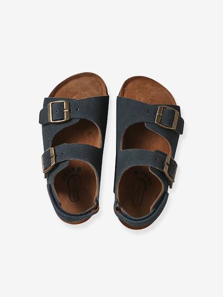 Leren sandalen voor jongens met gespen bleu - vertbaudet enfant 