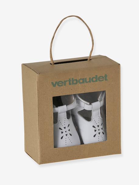 Baby sloffen leer goud+wit - vertbaudet enfant 