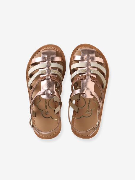 Sandales enfant cuir brides or - vertbaudet enfant 