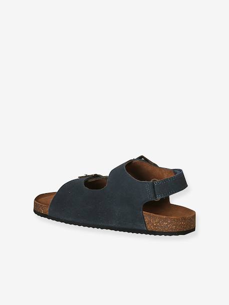 Sandales garçon cuir boucles bleu - vertbaudet enfant 