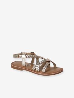 -Sandalen voor meisjes van leer met vlechtwerk