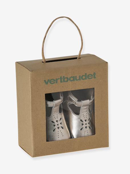 Baby sloffen leer goud+wit - vertbaudet enfant 
