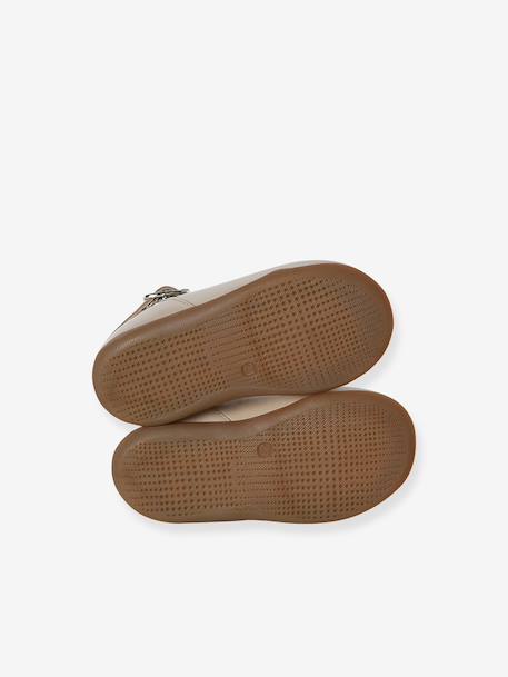 Salomés schoenen voor babymeisjes, leer, met gesp iriserend beige+wit - vertbaudet enfant 