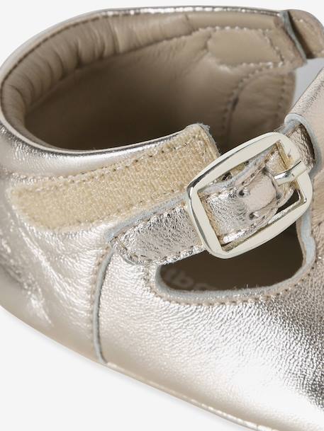 Baby sloffen leer goud+wit - vertbaudet enfant 