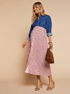 -Jupe longue taille élastiquée motif fleuri