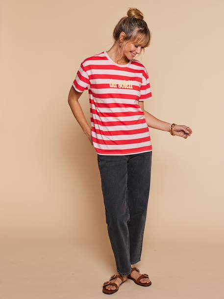 T-shirt marinière 'du soleil' bois de rose - vertbaudet enfant 