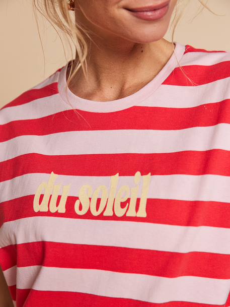 T-shirt marinière 'du soleil' bois de rose - vertbaudet enfant 