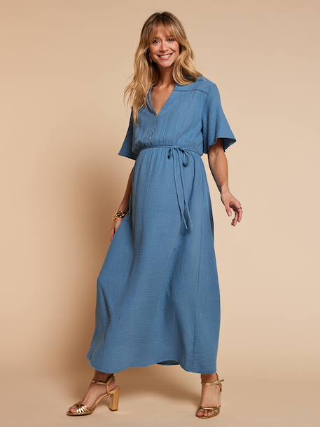 Robe longue grossesse et allaitement bleu jean - vertbaudet enfant 