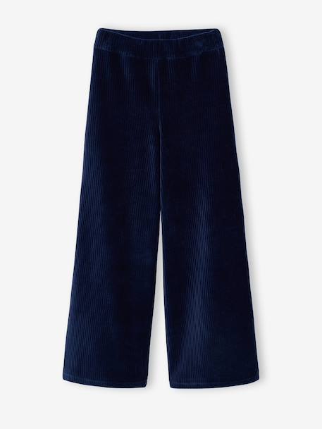 Pantalon large velours marine - vertbaudet enfant 
