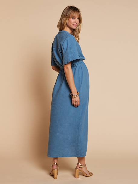 Robe longue grossesse et allaitement bleu jean - vertbaudet enfant 