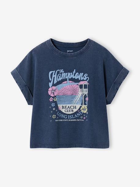 T-shirt met korte mouwen voor meisjes marineblauw - vertbaudet enfant 