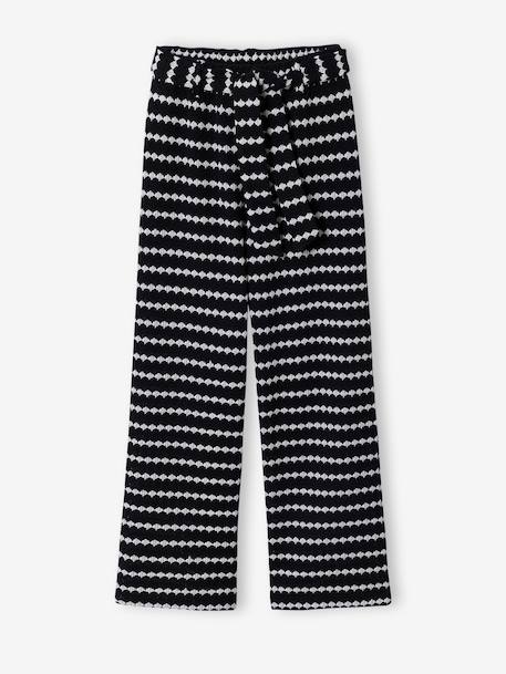 Pantalon large en maille fantaisie fille noir+rayé noir - vertbaudet enfant 