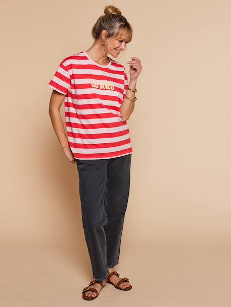 T-shirt marinière 'du soleil' bois de rose - vertbaudet enfant 