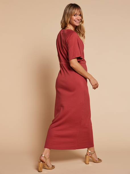 Robe longue grossesse et allaitement kaki+terracotta - vertbaudet enfant 