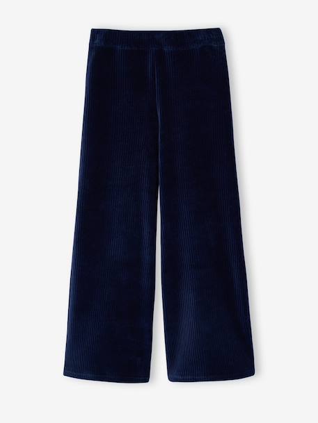 Pantalon large velours marine - vertbaudet enfant 