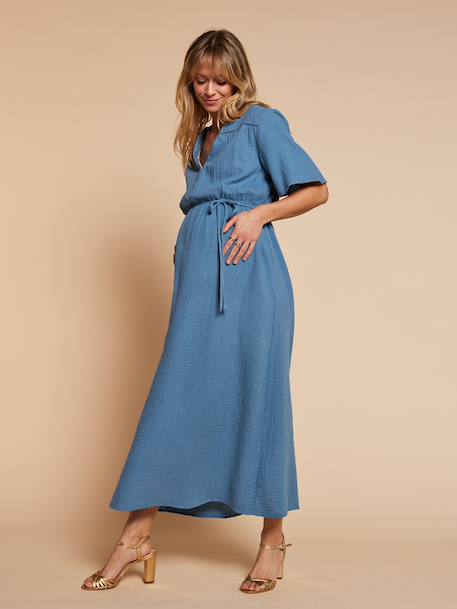 Robe longue grossesse et allaitement bleu jean - vertbaudet enfant 