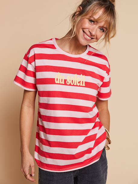 T-shirt marinière 'du soleil' bois de rose - vertbaudet enfant 