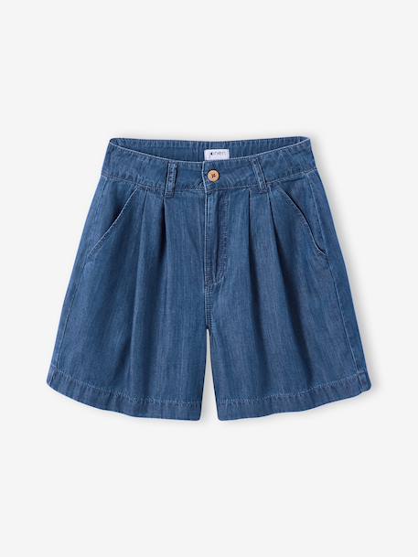 Ensemble short chemise fille denim léger bleu moyen - vertbaudet enfant 