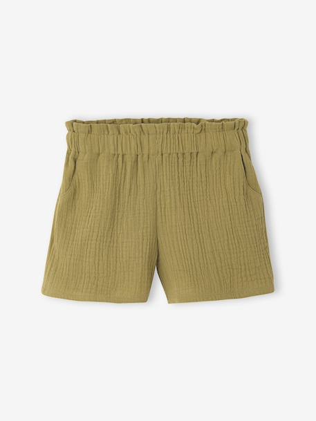 Short gaze de coton fille Capsule mère-fille olive - vertbaudet enfant 