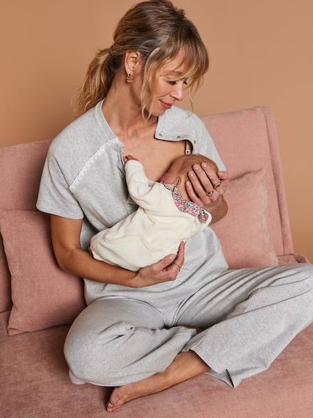 Ensemble pantalon grossesse allaitement gris chiné - vertbaudet enfant 