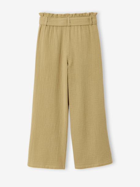 Pantalon en gaze de coton fille Jonen encre+kaki - vertbaudet enfant 