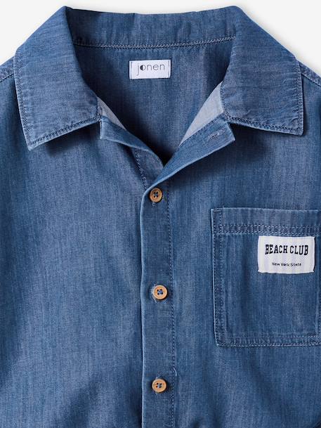 Ensemble short chemise fille denim léger bleu moyen - vertbaudet enfant 