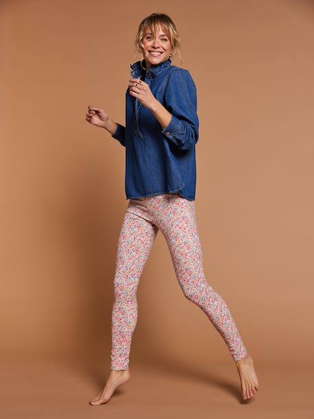 Legging voor dames met bloemenprint van biologisch katoen meerkleurig - vertbaudet enfant 