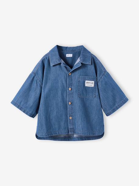 Ensemble short chemise fille denim léger bleu moyen - vertbaudet enfant 