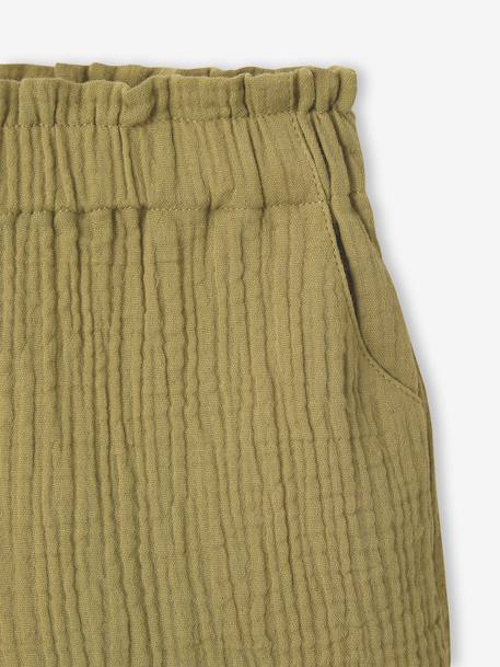 Short gaze de coton fille Capsule mère-fille olive - vertbaudet enfant 