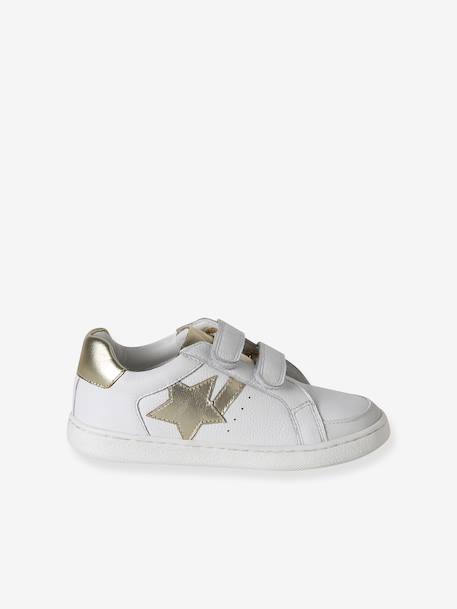 Baskets scratchées cuir enfant collection maternelle blanc+rose pâle - vertbaudet enfant 