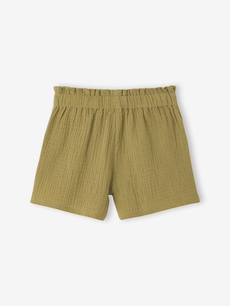 Short gaze de coton fille Capsule mère-fille olive - vertbaudet enfant 