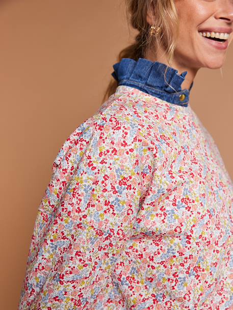 Dames sweater van biologisch katoen met bloemenprint meerkleurig - vertbaudet enfant 