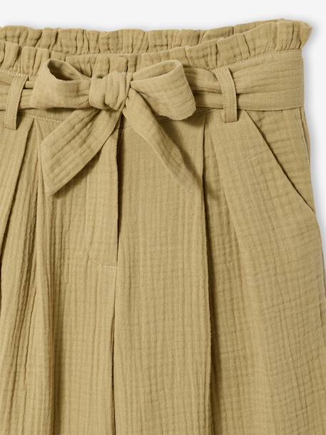 Broek van katoenen hydrofiel voor meisjes JONEN inktblauw+kaki - vertbaudet enfant 