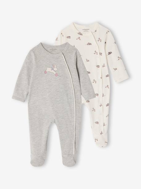 Lot de 2 pyjamas dors-bien bébé naissance gris chiné - vertbaudet enfant 